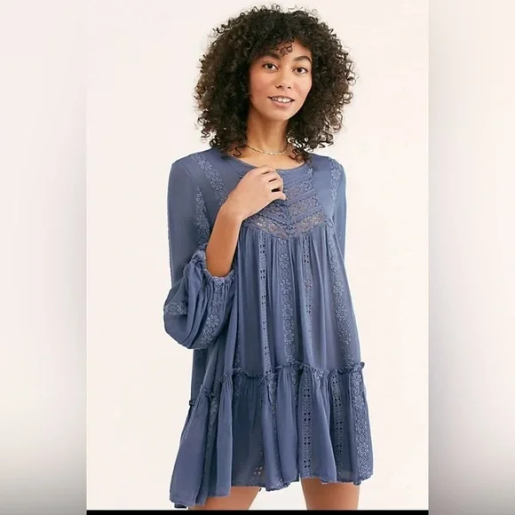 Free People Kiss Kiss Embroidered Lace Tunic Dress Size XS - Picture 1 of 8